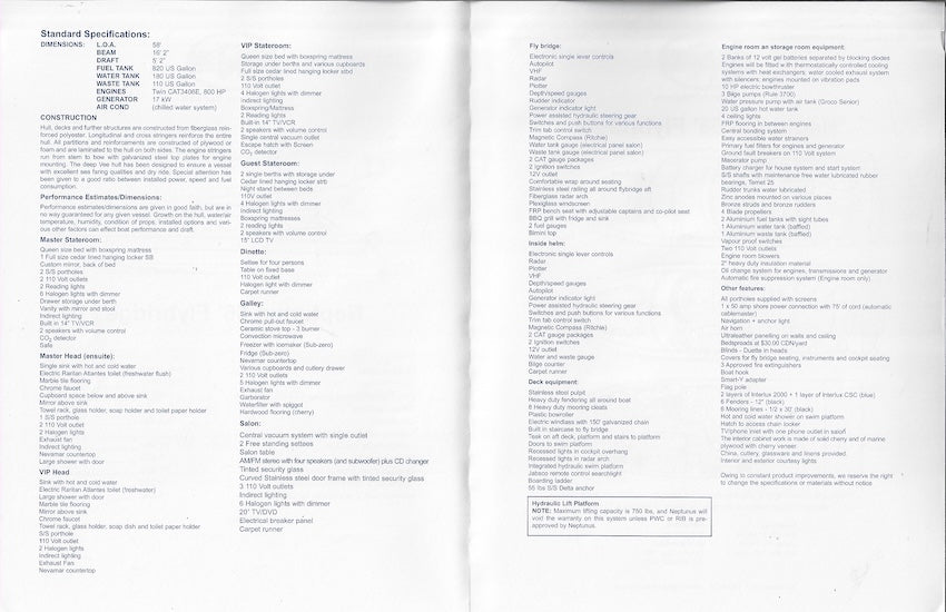 Neptunus 56 Flybridge Specification Brochure