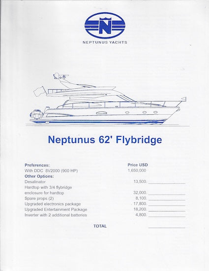 Neptunus 62 Flybridge Specification Brochure
