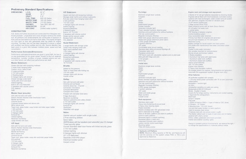 Neptunus 62 Flybridge Specification Brochure