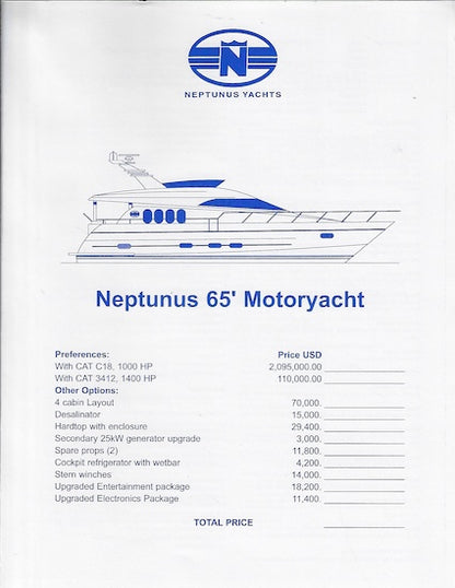 Neptunus 65 Motoryacht Specification Brochure