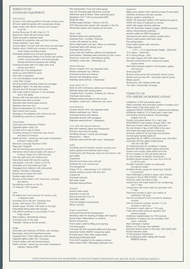 Ferretti 530 Specification Brochure