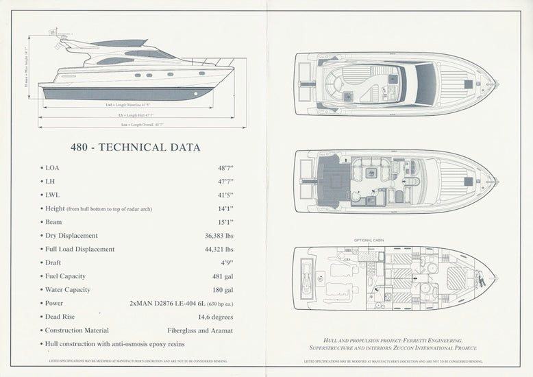 Ferretti 480 Specification Brochure