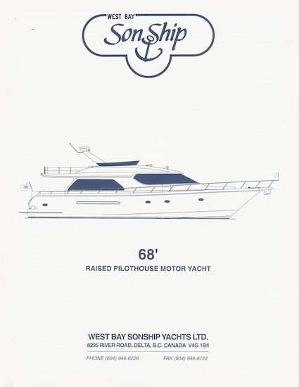 West Bay SonShip 68 Motor Yacht Specification Brochure