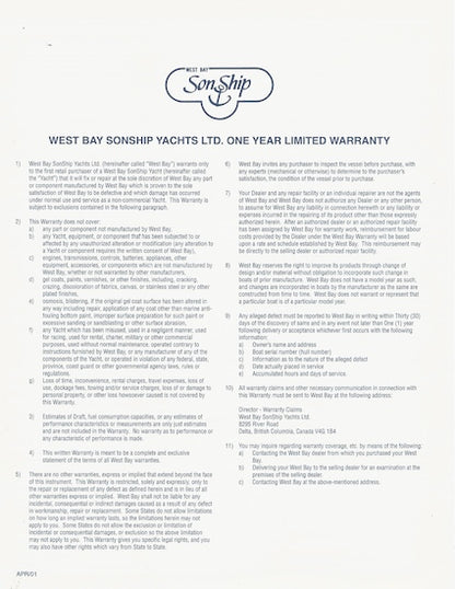West Bay SonShip 68 Motor Yacht Specification Brochure