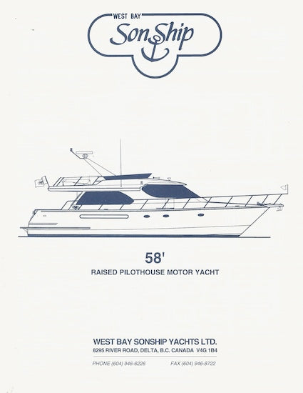 West Bay SonShip 58 Motor Yacht Specification Brochure