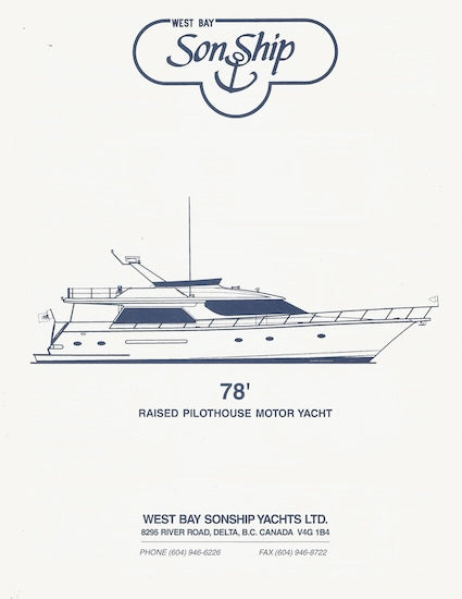 West Bay SonShip 78 Motor Yacht Specification Brochure