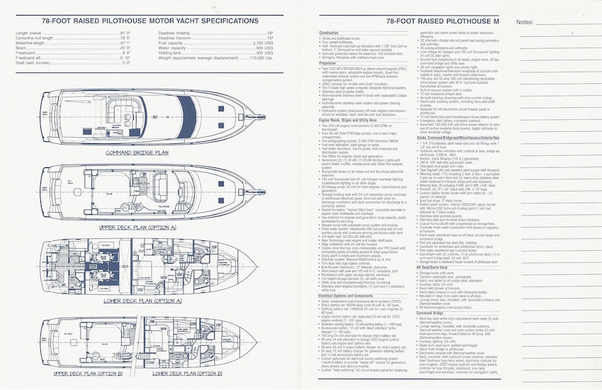West Bay SonShip 78 Motor Yacht Specification Brochure