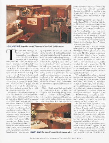 Ocean 52 Super Sport Motorboating Magazine Reprint Brochure