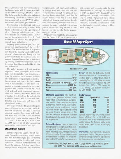 Ocean 52 Super Sport Motorboating Magazine Reprint Brochure