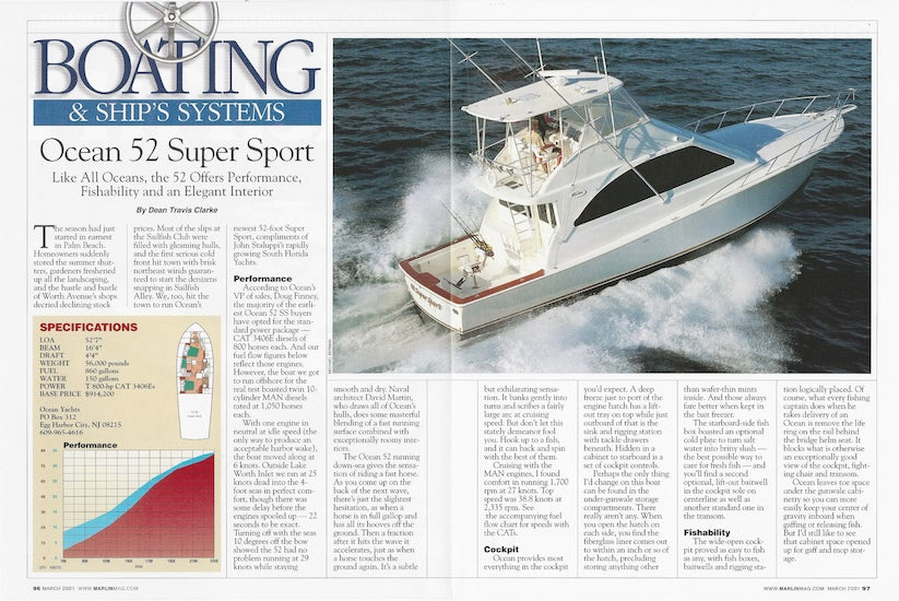 Ocean 52 Super Sport Marlin Magazine Reprint Brochure