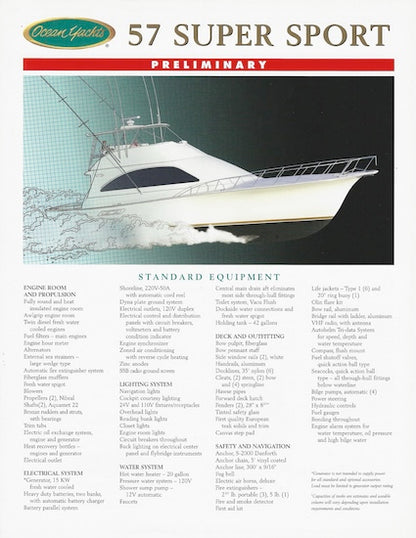 Ocean 57 Super Sport Specification Brochure