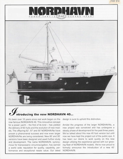 Nordhavn 40 Specification Launch / Construction Brochure