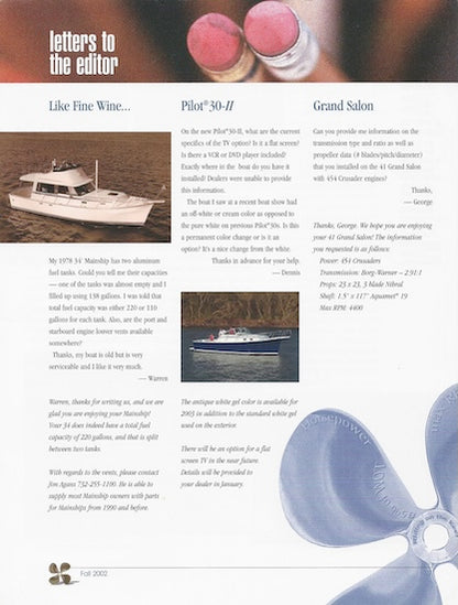 Mainship Main Event Newsletter - Fall 2002
