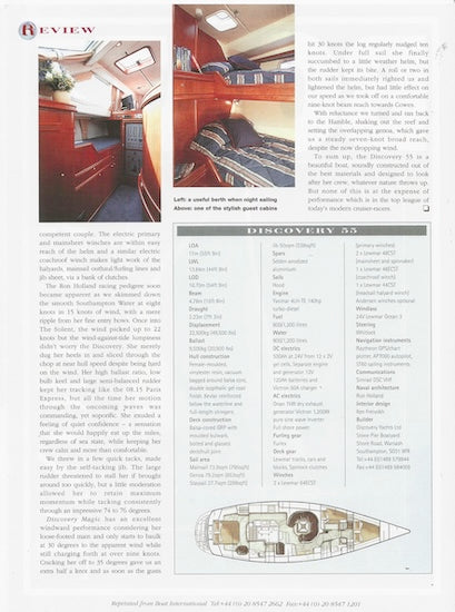Discovery 55 Boat International Magazine Reprint Brochure