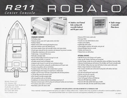 Robalo R211 Center Console Specification Brochure