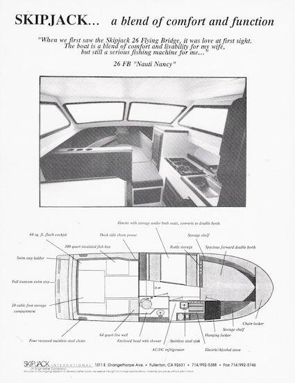 Skipjack 26 Flying Bridge Outboard Brochure