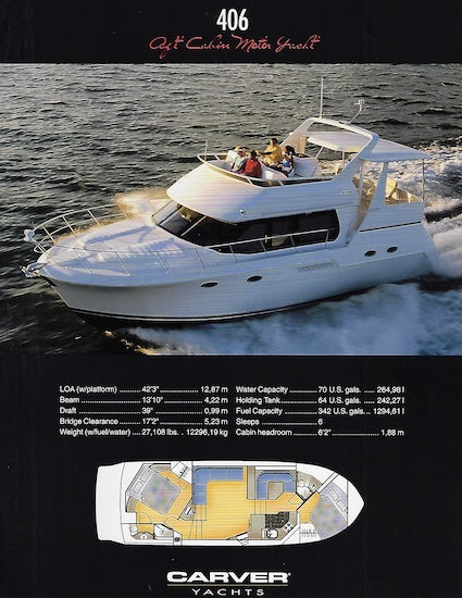 Carver 406 Aft Cabin Motor Yacht Specification Brochure