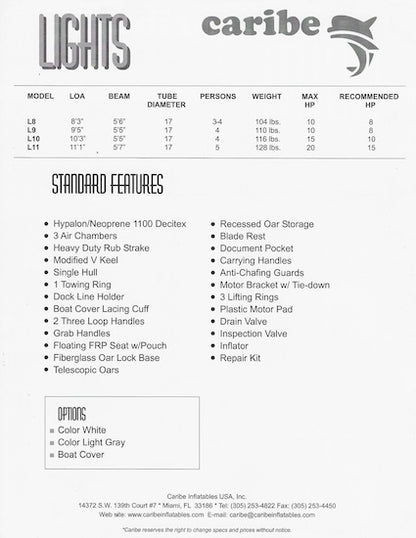 Caribe Lights Specification Brochure