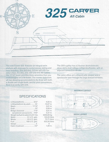 Carver 325 Aft Cabin Specification Brochure