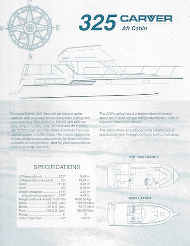 Carver 325 Aft Cabin Specification Brochure
