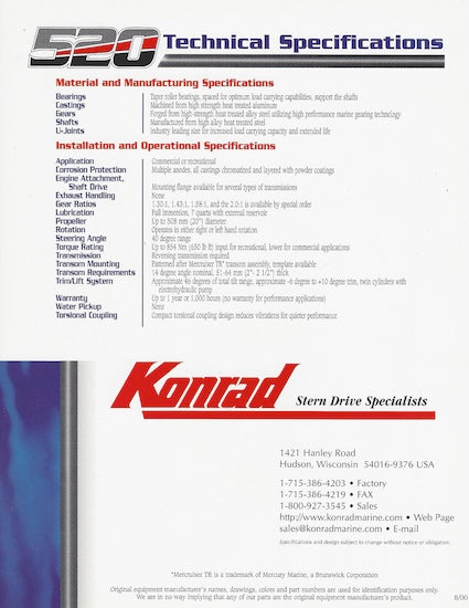 Konrad 520 Stern Drive Engine Brochure