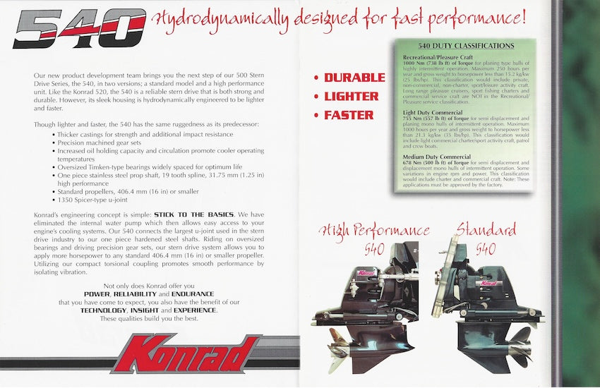 Konrad 540 Stern Drive Engine Brochure