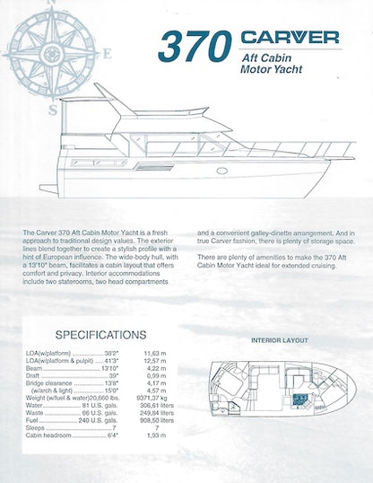 Carver 370 Aft Cabin Motor Yacht Specification Brochure