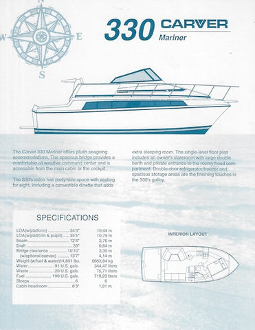 Carver 330 Mariner Specification Brochure