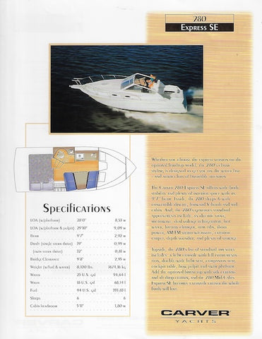 Carver 280 Express SE Specification Brochure