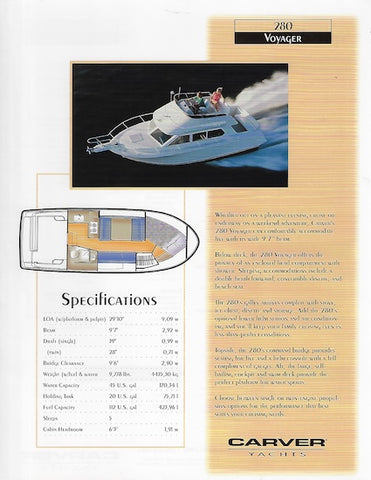 Carver 280 Voyager Specification Brochure
