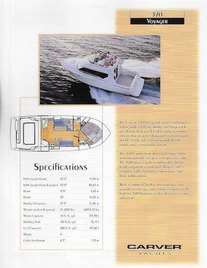 Carver 320 Voyager Specification Brochure