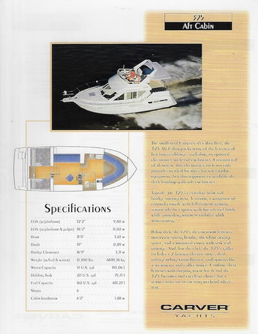 Carver 325 Aft Cabin Specification Brochure