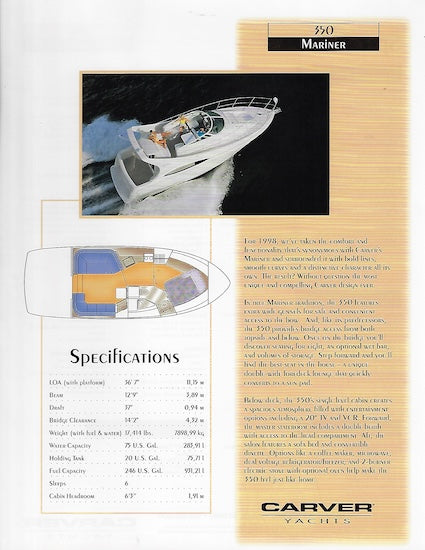 Carver 350 Mariner Specification Brochure