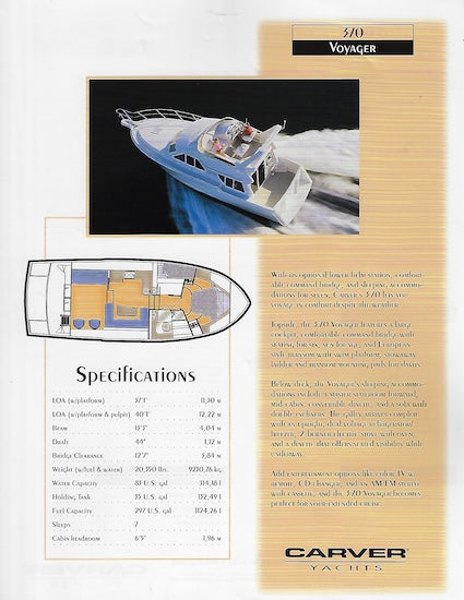 Carver 370 Voyager Specification Brochure