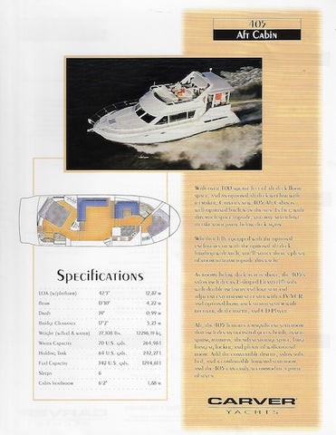 Carver 405 Aft Motor Yacht Specification Brochure