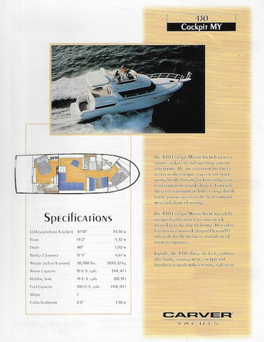 Carver 430 Cockpit Motor Yacht Specification Brochure