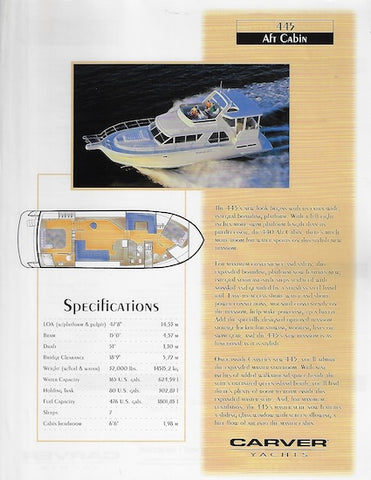 Carver 445 Aft Cabin Motor Yacht Specification Brochure