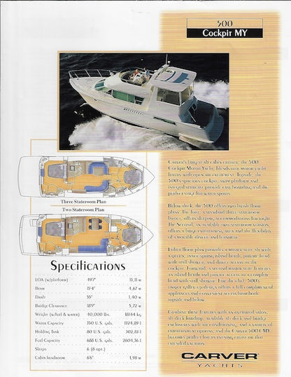Carver 500 Cockpit Motoryacht Specification Brochure