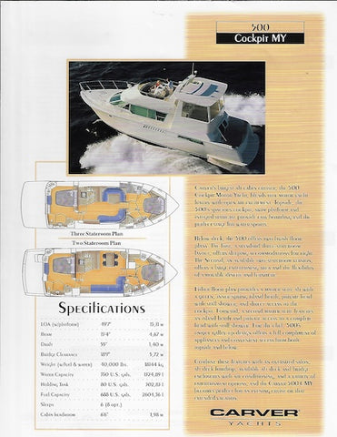 Carver 500 Cockpit Motoryacht Specification Brochure