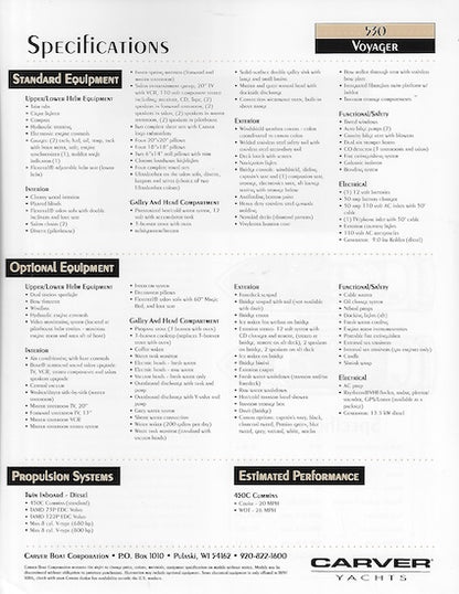 Carver 530 Voyageur Specification Brochure