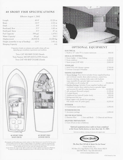 Ocean 40 Sport Fish Specification Brochure