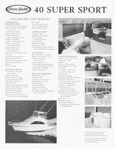 Ocean 40 Super Sport Specification Brochure