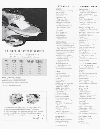 Ocean 52 Super Sport Specification Brochure
