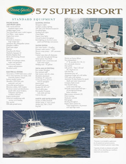 Ocean 57 Super Sport Specification Brochure