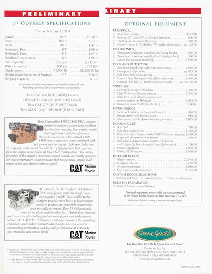 Ocean 57 Odyssey Specification Brochure