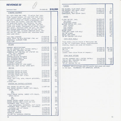 Boston Whaler 1984 Specification & Price List Brochure