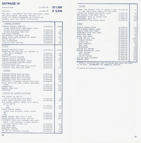 Boston Whaler 1984 Specification & Price List Brochure
