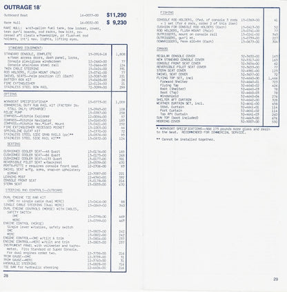 Boston Whaler 1984 Specification & Price List Brochure
