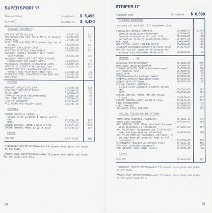 Boston Whaler 1984 Specification & Price List Brochure