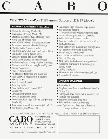 Cabo 226 CuddyCon Brochure